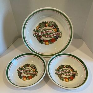 La Cucina Naturale Tre Ci Italian Pasta Large Serving Bowl & 2 Small Bowls Italy